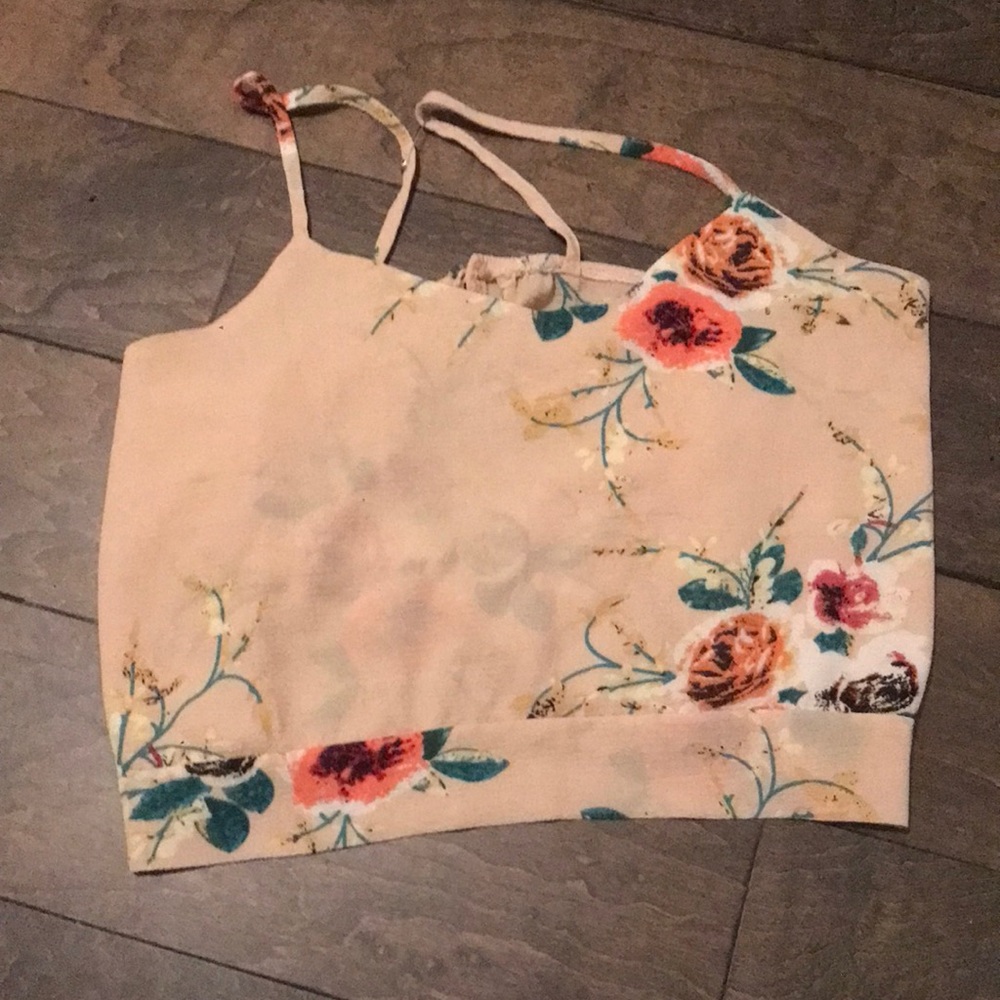 Crop spaghetti strap floral